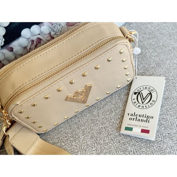 Valentino Orlandi Taupe Double Zipper Crossbody NWT - Picture 3 of 8